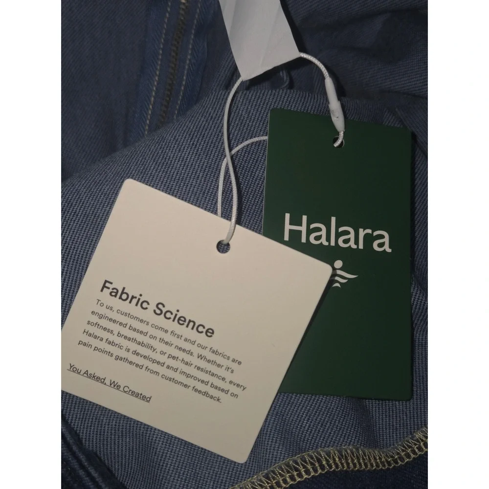 NWT Halara Flex High Waisted Ruched Tulip Hem Denim Midi Skirt XL Blue Stretch - Picture 5 of 5